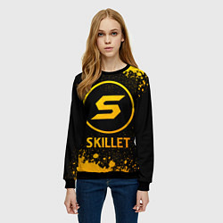 Свитшот женский Skillet - gold gradient, цвет: 3D-черный — фото 2