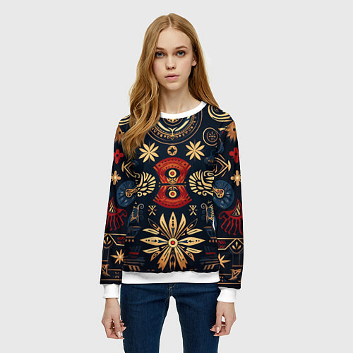 Женский свитшот Узор в славянском стиле / 3D-Белый – фото 3