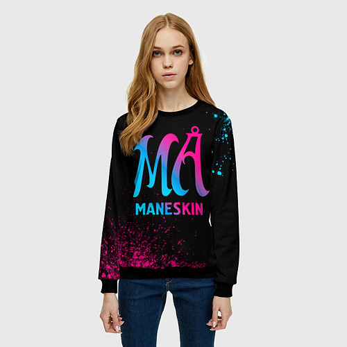 Женский свитшот Maneskin - neon gradient / 3D-Черный – фото 3