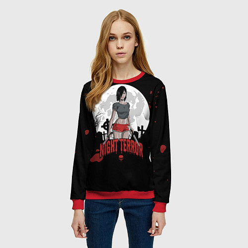 Женский свитшот Ночной ужас Хеллоуина / 3D-Красный – фото 3