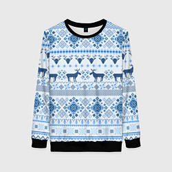 Женский свитшот Blue sweater with reindeer