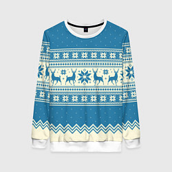 Женский свитшот Sweater with deer on a blue background