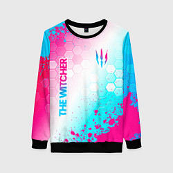 Свитшот женский The Witcher neon gradient style вертикально, цвет: 3D-черный