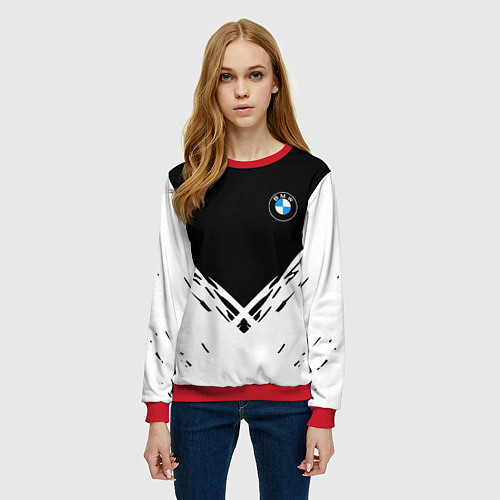 Женский свитшот BMW стильная геометрия спорт / 3D-Красный – фото 3