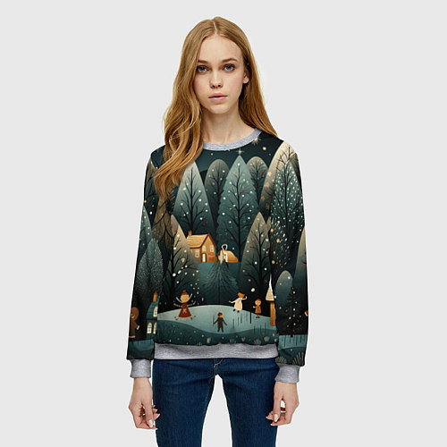Женский свитшот Зимняя страна чудес / 3D-Меланж – фото 3