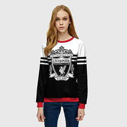 Свитшот женский Ливерпуль - черно-белый, цвет: 3D-красный — фото 2