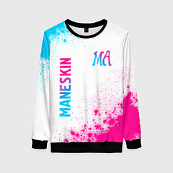 Свитшот женский Maneskin neon gradient style вертикально, цвет: 3D-черный