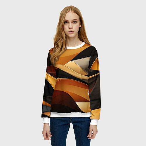 Женский свитшот Желтая и черная абстракция / 3D-Белый – фото 3