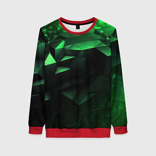 Женский свитшот Видение зеленого в абстракции / 3D-Красный – фото 1