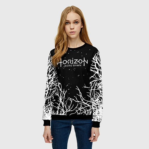 Женский свитшот Horizon Zero Dawn ночь / 3D-Черный – фото 3