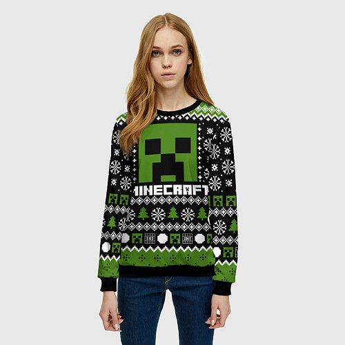 Женский свитшот Minecraft christmas sweater / 3D-Черный – фото 3