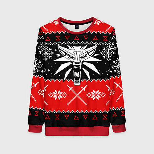 Женский свитшот The Witcher christmas sweater / 3D-Красный – фото 1