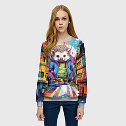 Свитшот женский Городской ёжик, цвет: 3D-меланж — фото 2