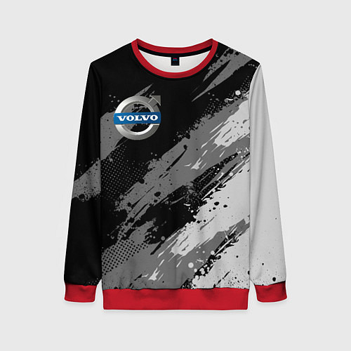 Женский свитшот Volvo - монохромный серый / 3D-Красный – фото 1
