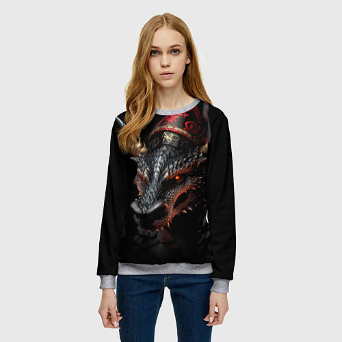 Женский свитшот Дракон холода / 3D-Меланж – фото 3