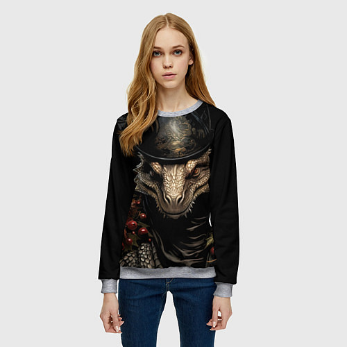 Женский свитшот Властитель зимнего леса / 3D-Меланж – фото 3