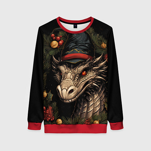 Женский свитшот Ледяной дракон праздника / 3D-Красный – фото 1
