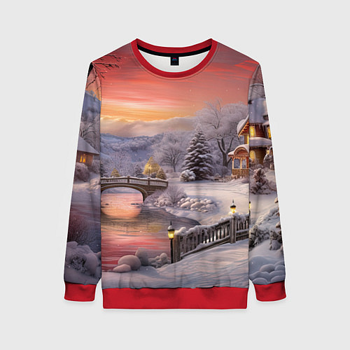 Женский свитшот Морозная сказка праздника / 3D-Красный – фото 1