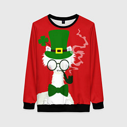 Свитшот женский Лама - альпака в день Патрика, цвет: 3D-черный