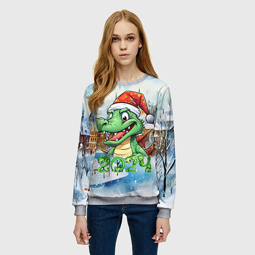 Женский свитшот Лесной дракоша / 3D-Меланж – фото 3