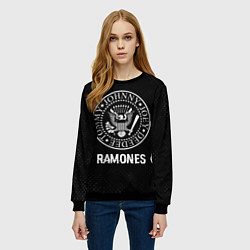 Свитшот женский Ramones glitch на темном фоне, цвет: 3D-черный — фото 2