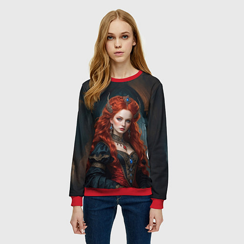 Женский свитшот Рыжая принцесса / 3D-Красный – фото 3