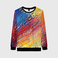 Свитшот женский Смешение масляных красок синий жёлтый красный живо, цвет: 3D-черный