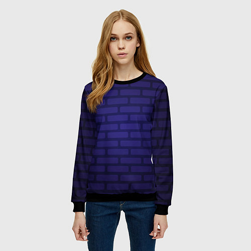 Женский свитшот Фиолетовая кирпичная стена / 3D-Черный – фото 3