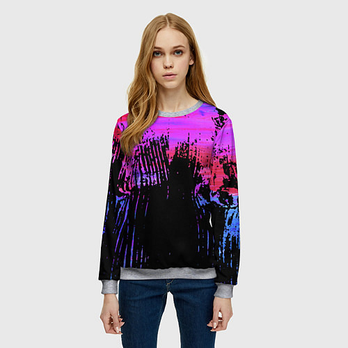 Женский свитшот Розово синий сочный гранж / 3D-Меланж – фото 3