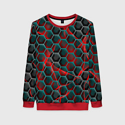 Свитшот женский Нано шестиугольник, цвет: 3D-красный