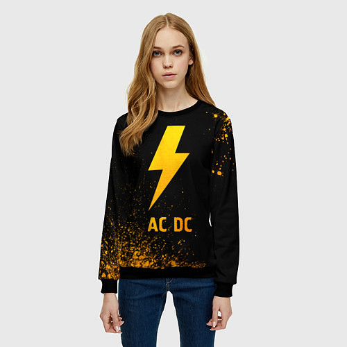 Женский свитшот AC DC - gold gradient / 3D-Черный – фото 3