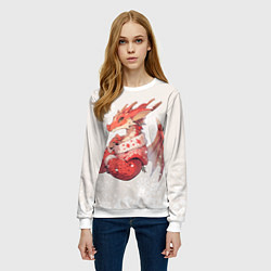 Свитшот женский Красный дракон в свитере, цвет: 3D-белый — фото 2