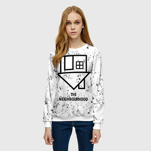 Женский свитшот The Neighbourhood glitch на светлом фоне / 3D-Белый – фото 3