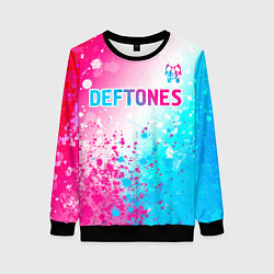 Свитшот женский Deftones neon gradient style посередине, цвет: 3D-черный