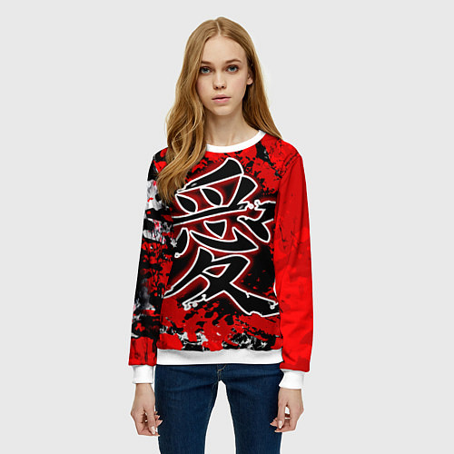 Женский свитшот Иероглиф любовь / 3D-Белый – фото 3