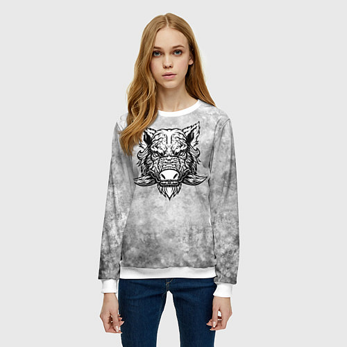 Женский свитшот Texture - дикий секач / 3D-Белый – фото 3