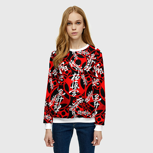 Женский свитшот Карате киокушинкай лого паттерн / 3D-Белый – фото 3