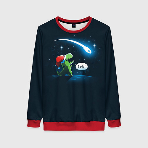 Женский свитшот Новогодний ти рекс / 3D-Красный – фото 1