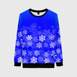 Свитшот женский Снежинки на синем, цвет: 3D-черный