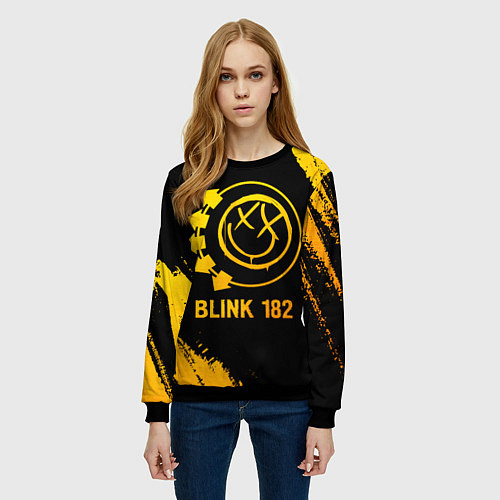 Женский свитшот Blink 182 - gold gradient / 3D-Черный – фото 3