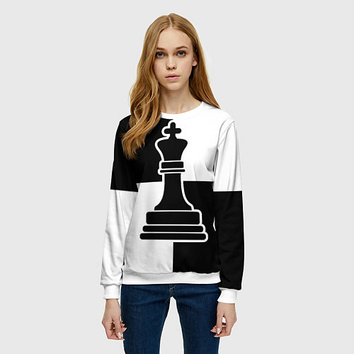 Женский свитшот Шахматы - ферзь / 3D-Белый – фото 3