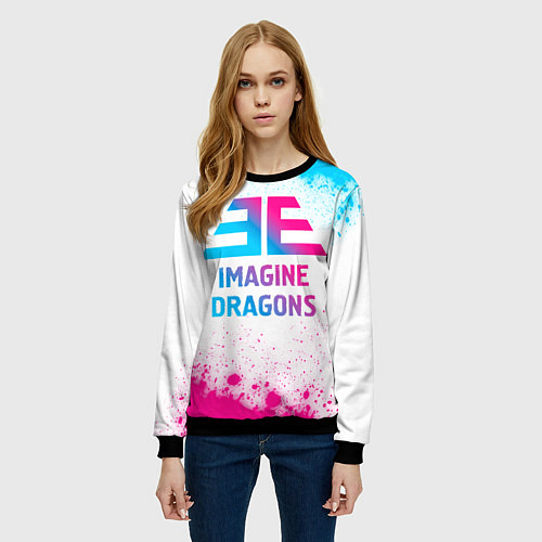 Женский свитшот Imagine Dragons neon gradient style / 3D-Черный – фото 3