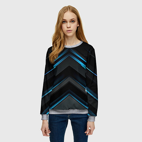 Женский свитшот Абстрактная вселенная синего / 3D-Меланж – фото 3