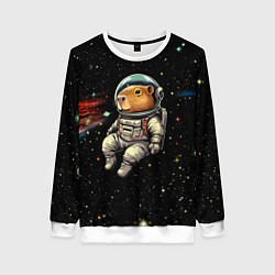Свитшот женский Капибара бравый космонавт - фантазия, цвет: 3D-белый