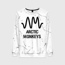 Свитшот женский Arctic Monkeys glitch на светлом фоне, цвет: 3D-белый