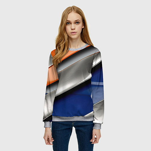 Женский свитшот Разноцветные полоски / 3D-Меланж – фото 3