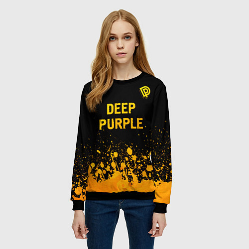 Женский свитшот Deep Purple - gold gradient посередине / 3D-Черный – фото 3