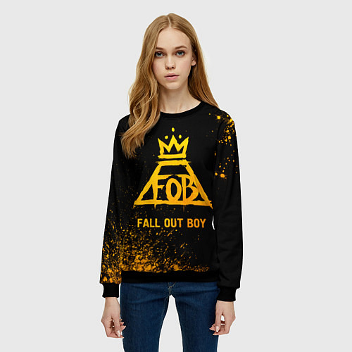 Женский свитшот Fall Out Boy - gold gradient / 3D-Черный – фото 3