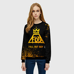 Свитшот женский Fall Out Boy - gold gradient, цвет: 3D-черный — фото 2