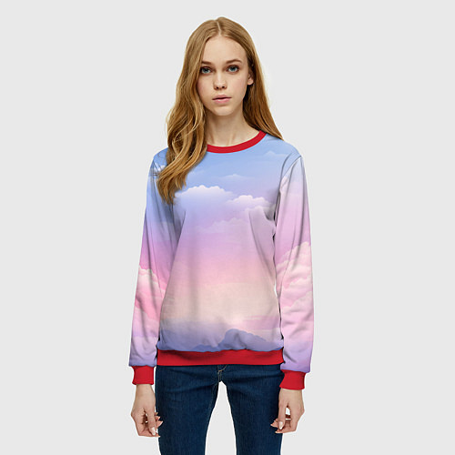 Женский свитшот Нежные краски неба / 3D-Красный – фото 3